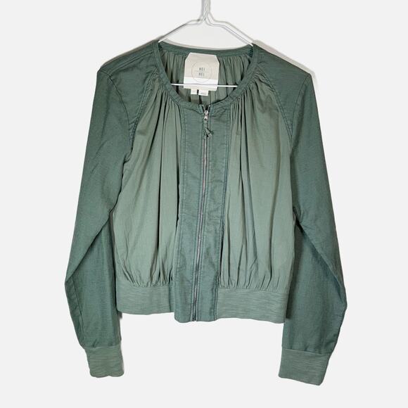 Anthropologie Hei Hei Hilltop Olive Green Bomber Jacket Small Lightweight Boho - Picture 3 of 12